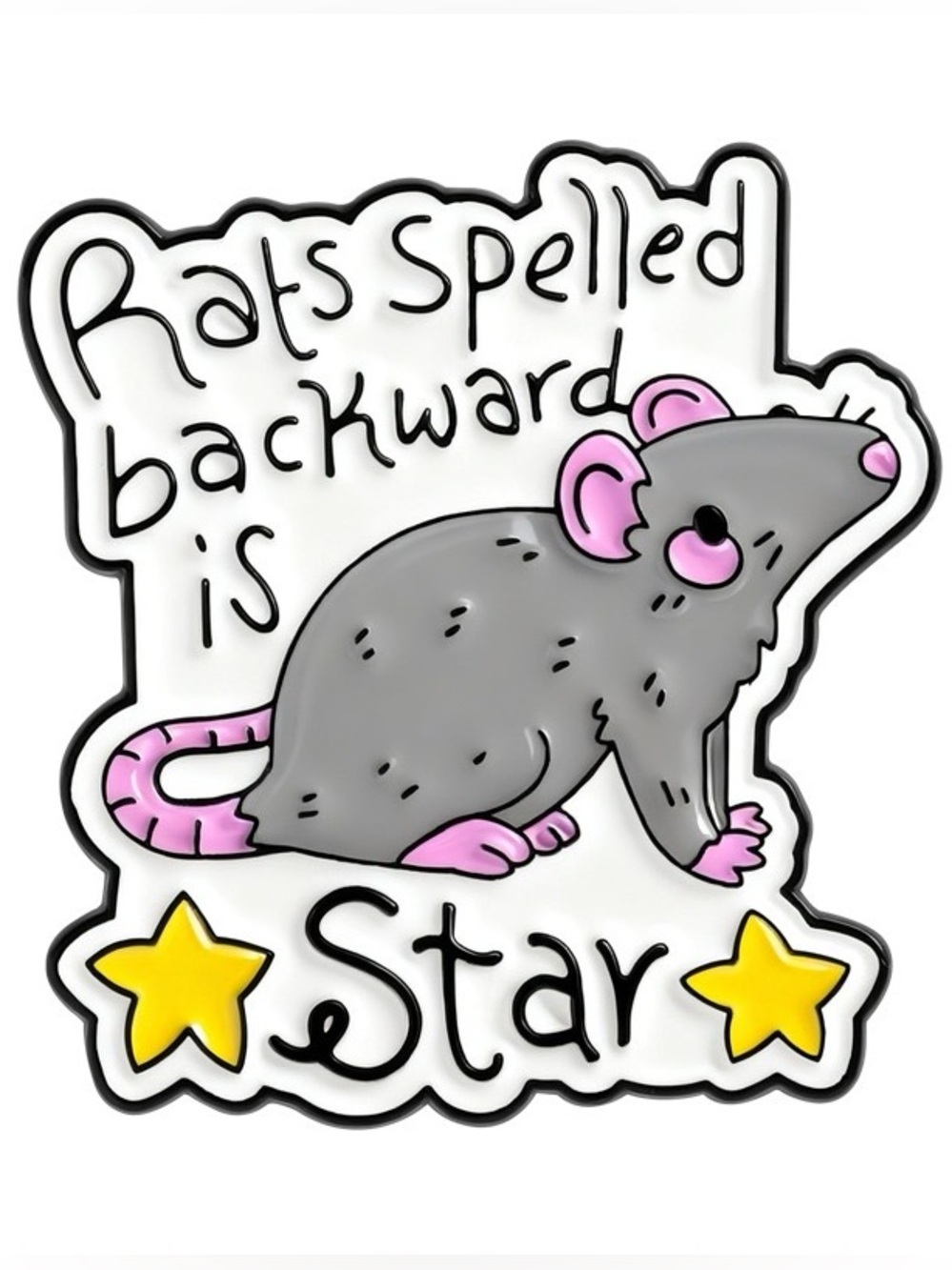 Funny Rat Enamel Pin – “Rats Spelled Backward Is Star” Cute Animal Lapel Pin